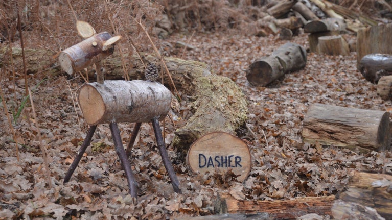 A wooden reindeer made as part of the reindeer trail at Dunwich Heath
